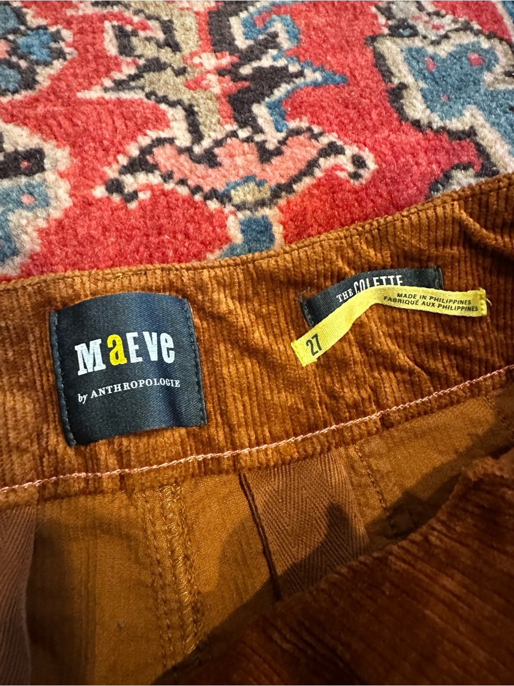 Anthropologie Maeve The Collette Wide Leg Crop Corduroy Pants Caramel— Size 27 - Picture 6 of 8